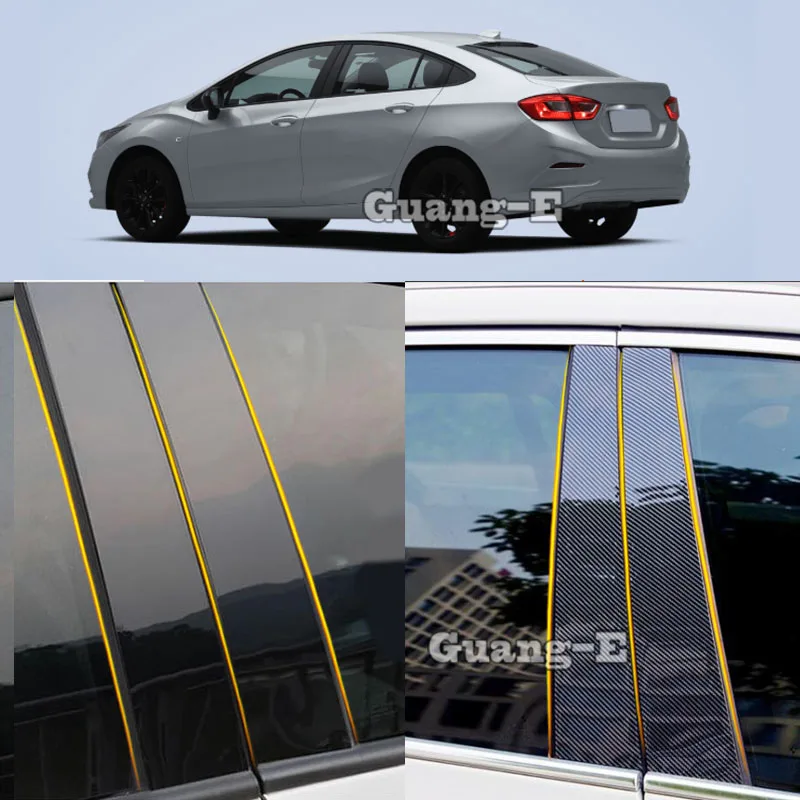 Car PC Material Pillar Post Cover Door Trim Window Molding Stickers 16pcs For Chevrolet Cruze Sedan 2017 2018 2019 2020 2021