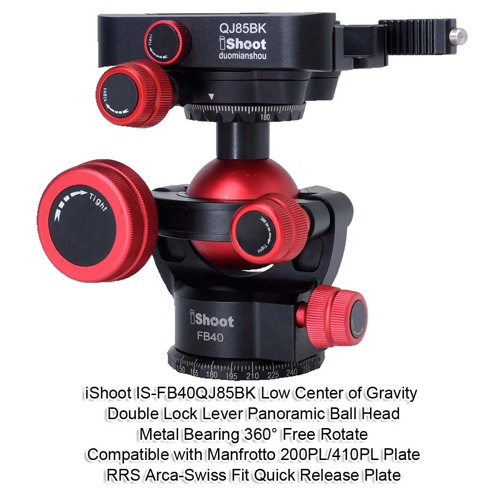 

iShoot 360° Panoramic Tripod Ball Head with Lever Clamp for Manfrotto 200PL / 410PL & Arca-Swiss Fit Camera Quick Release Plate