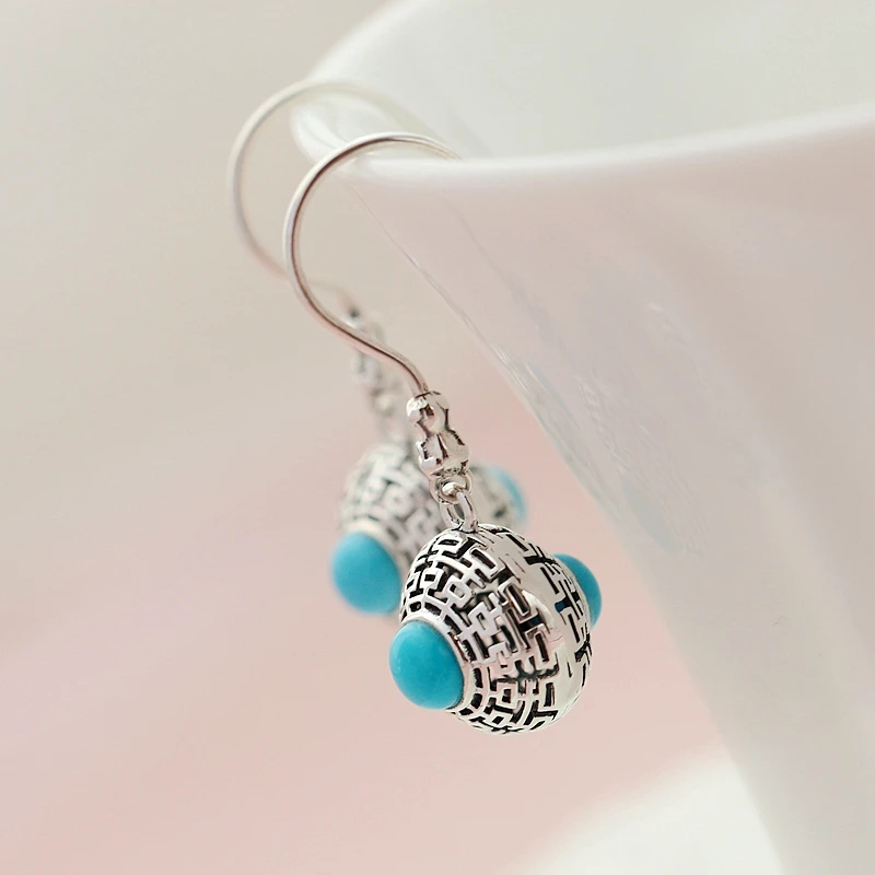 

Inlaid Natural Turquoise Earring Traditional Craftsmanship and Modern Elegance 925 Sterling Silver Earring Lady Jewelry Gift