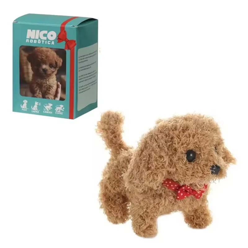 Elektryczny pluszowy piesek, symulacja szczeniaka, chodzący, wyrażający dźwięki, kiwający głową, elektroniczny zwierzak, zabawka na prezent świąteczny, prezent na Nowy Rok, 1 sztuka.