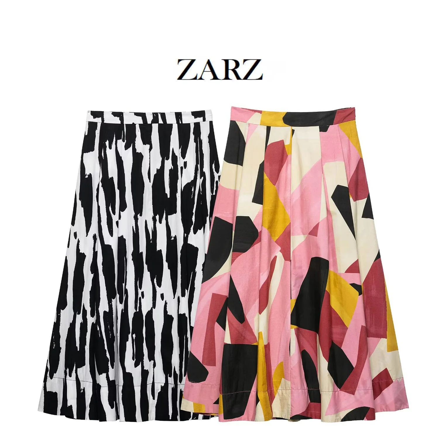 

ZARZ New Women's Classic Floral Print Midi Skirt Versatile Faionable Long Skirt l Waist Other Material Summer 2025