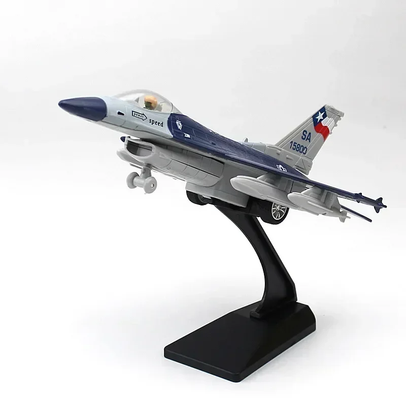 F16 alloy fighter model acoustooptic return force aviation military aircraft Toy model Ornament Gift