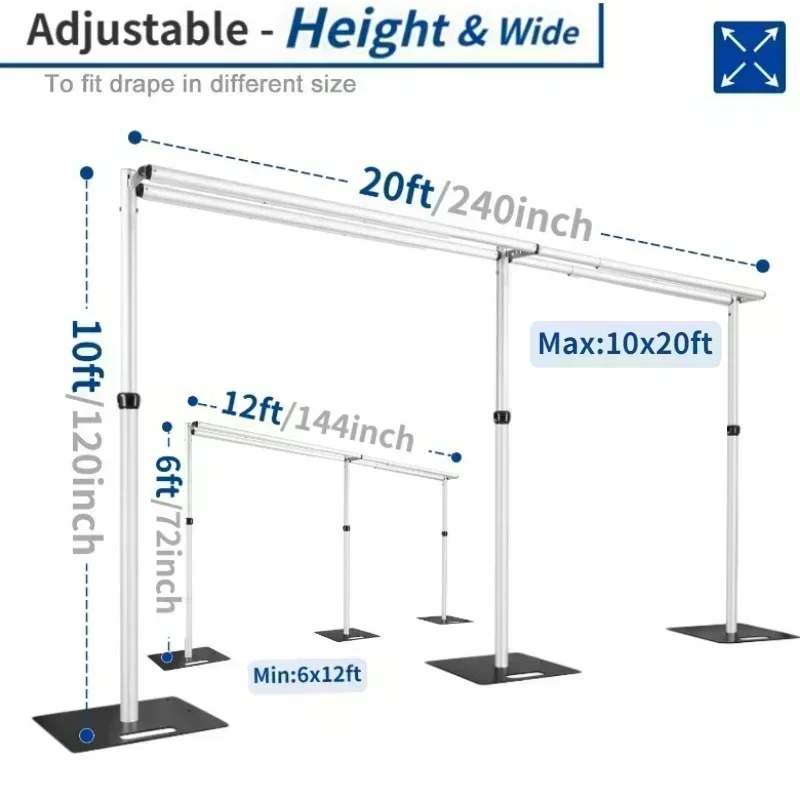 3X3M Double Crossbar Pipe&Drape Backdrop Stand Applicable To Centers for Wedding Curtain Decoration Portable Aluminum Pipe Kit