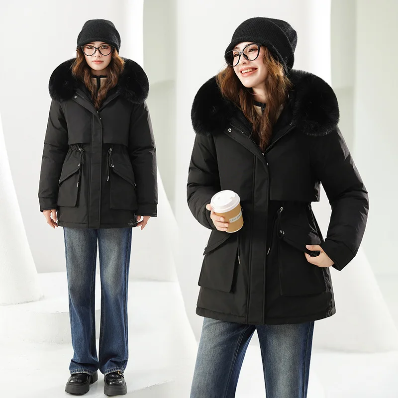 Parkas Apparel Womens Fall Feminine Minimalist Woven Long-Sleeved Opening Panelled Cinched Stand-Collar Baffled Multi-Functional view 4