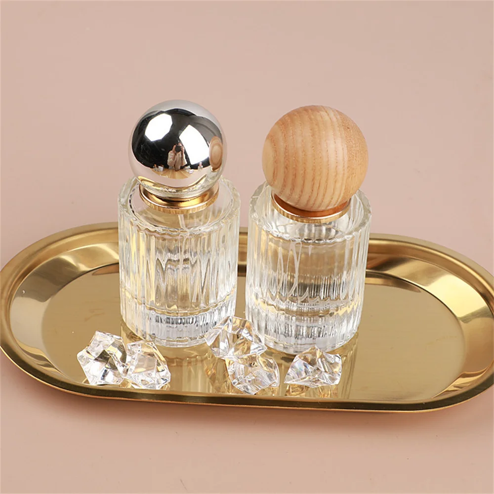 30ml/50ml Perfume Bottle Walnut Lid High-End Portable Glass Spray Bottle Large Capacity Replacement Cosmetic Dispenser Bottle