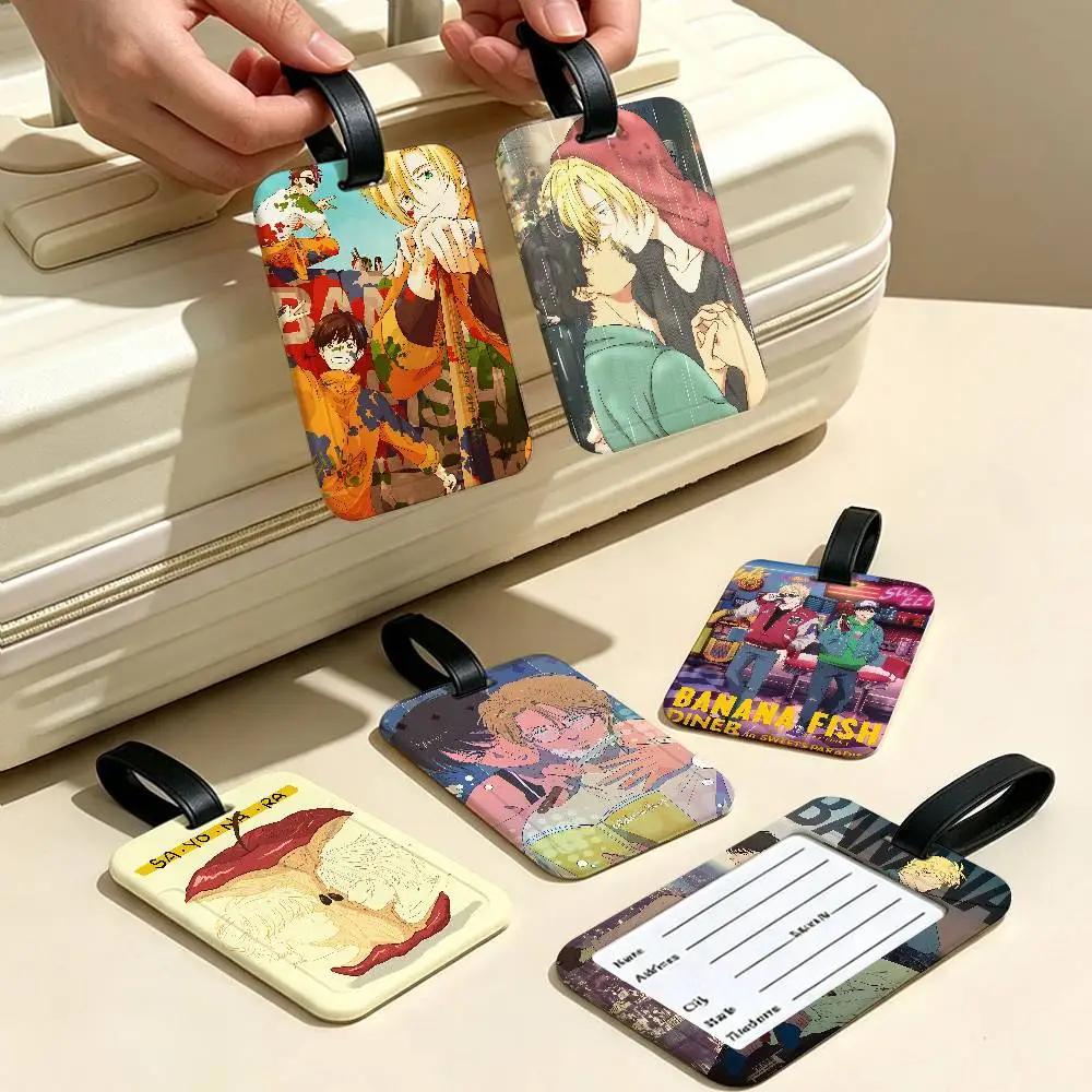 B-BANANA FISH Durable PVC Anti lost Baggage Tag With Info Card Lightweight Luggage Identification Label