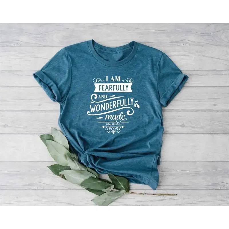 I Am Fearfully And Wonderfully Made T Shirt Christian Motivational Faith Jesus Religious