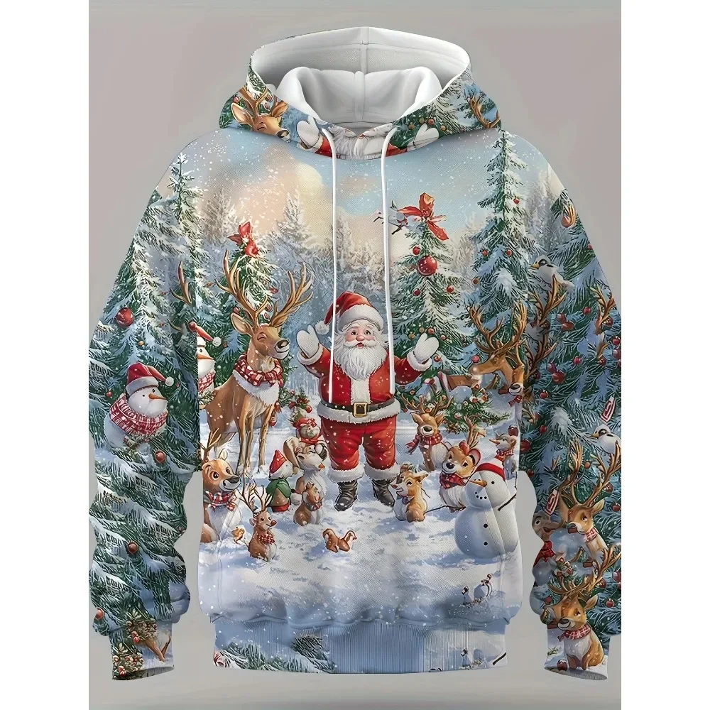 

Santa Claus Men's Hooded Hoodies 3D Prints Fashion Christmas Sweatshirt Tops Drawstring Sportwear Tops Casual Men's Clothing