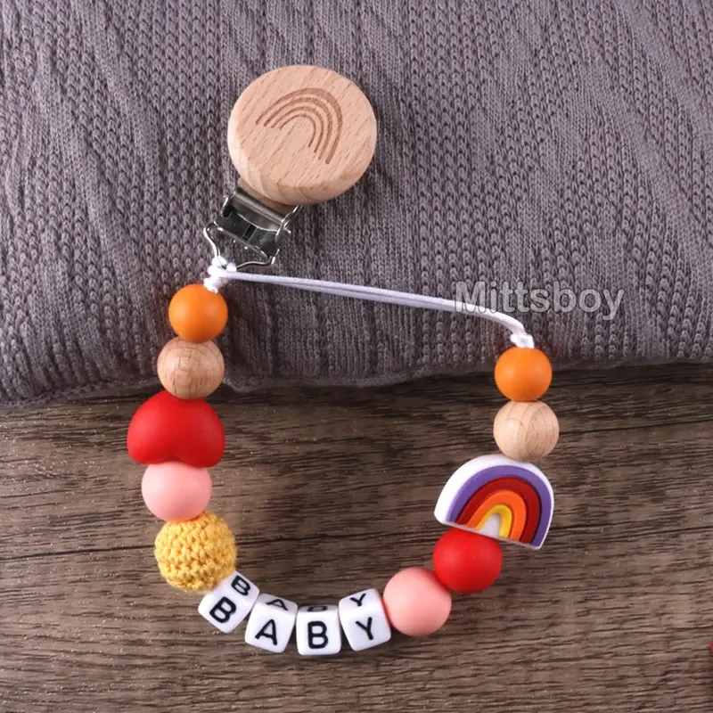 Custom Handmade Silicone Rainbow Pacifier Clip Gift
