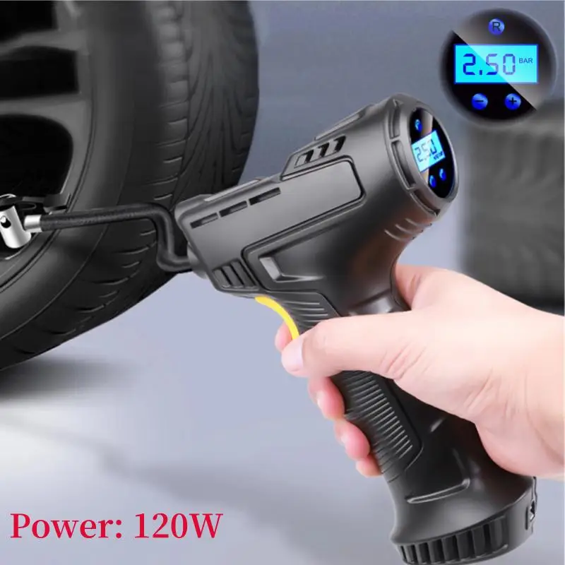 Car Tire Pump & Tire Pressure Monitor Smart Digital Displays Rechargeable Tire Inflator Equipment Auto Air Pump 120W