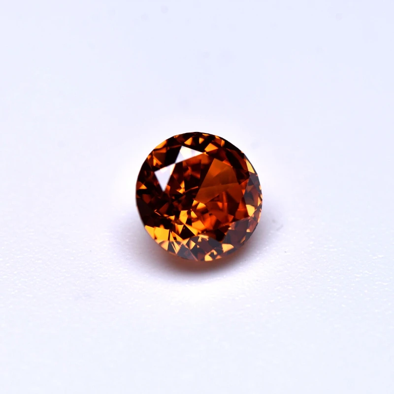 Synthetischer Edelstein Crushed-Ice-Schliff Kubischer Zirkonia Runde Form Orange Farbe 4K Schliff 5A+ Qualität für DIY Schmuckherstellung Materialien – Detail 4
