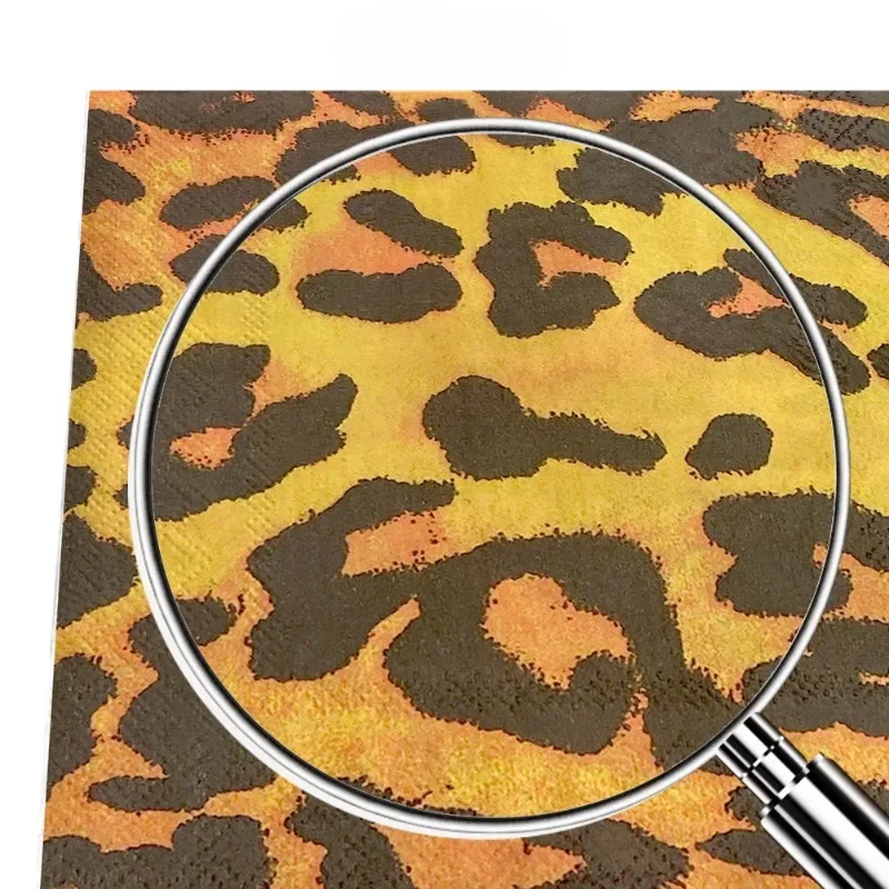 20pcs 33cm 2-Ply New Leopard Print Soft Mother and Baby Available Food Grade Printed Pattern Party Tissue Commercial Wholesale