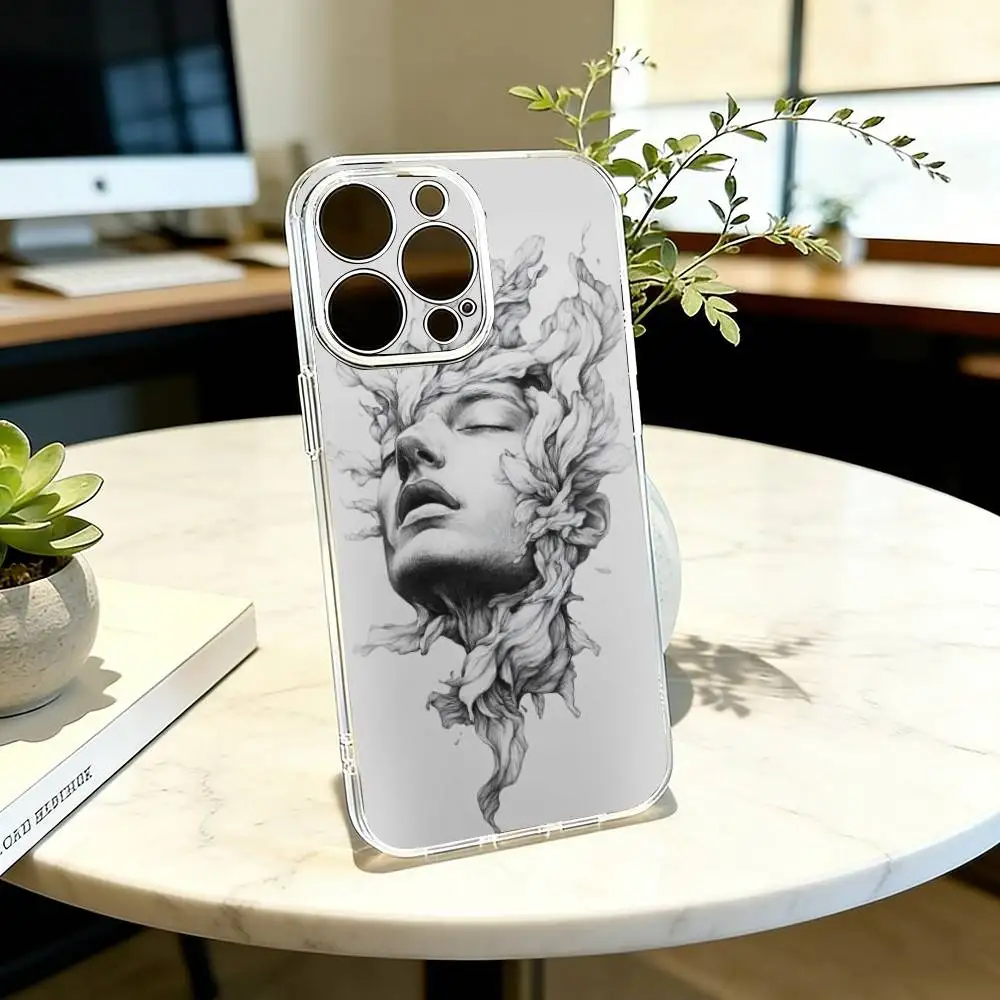 

Art Painting Phone Case Transparent Silicone Soft For iPhone 17 16 15 14 13 12 11 Mini Pro Max Plus
