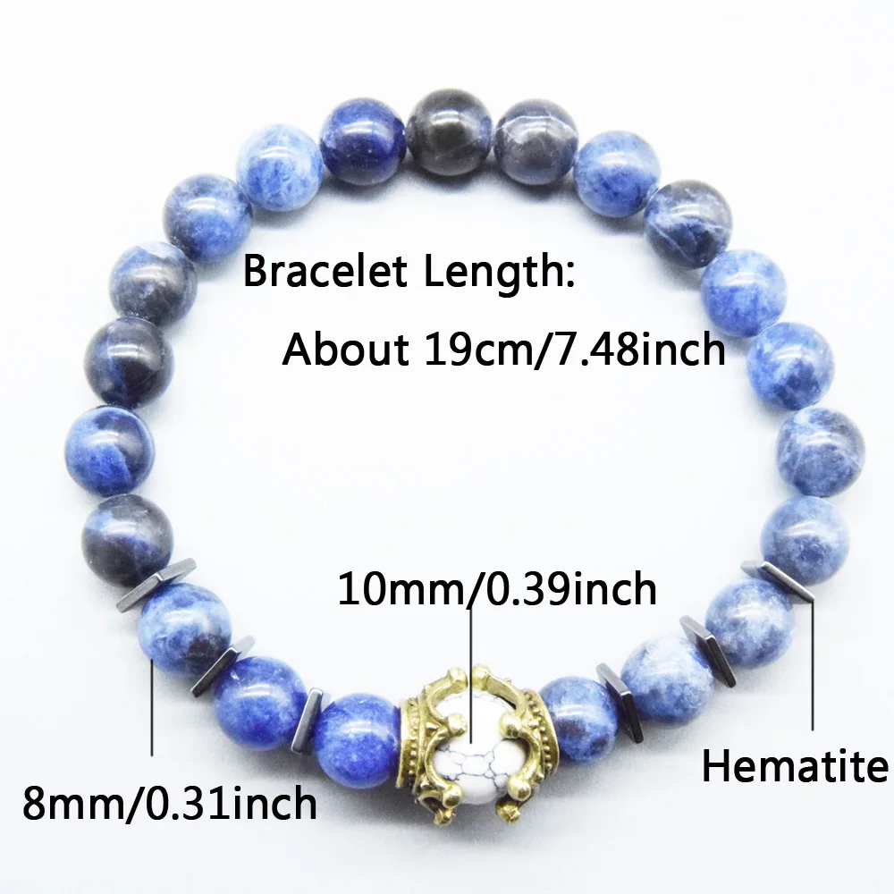 Natural Stone Men Bead Bracelets Fashion Luxury Antique Crown Mate Beads Tiger Eye Stone Handmade Bracelets Jewelry For Man