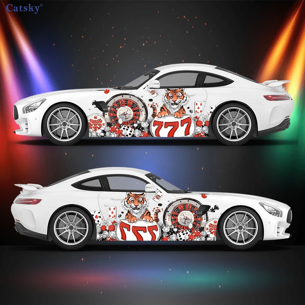 Tiger Gaming Table Car Side Car Wraps, Self-Adhesive PVC Waterproof & Scratch-Resistant Stickers, Car Accessory Gift