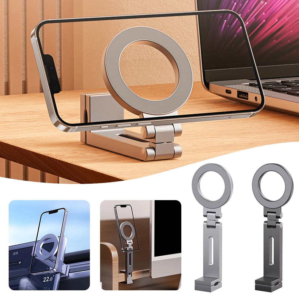 Travel Portable Magnetic Airplane Phone Holder Heavy Duty Practical Selfie Rotating Desk Clamp Phone Holder for Home Bedroom