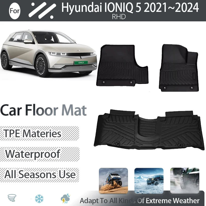 Car Mats For Hyundai IONIQ 5 EV NE 2021 2022 2023 2024 Waterproof Pads RHD Foot Carpets LHD Covers TPE Muds Set Auto Accessories