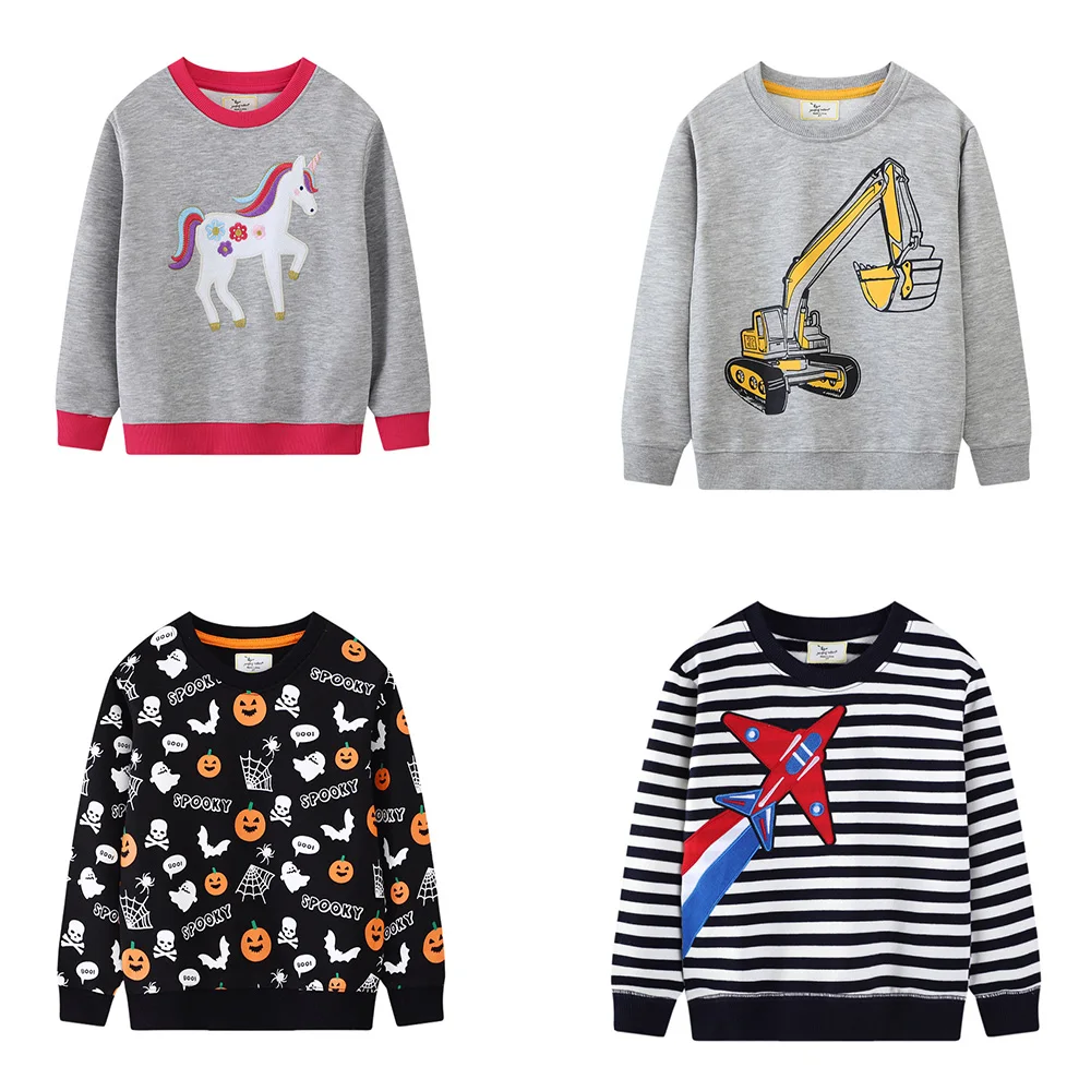 Jumping Meters 6-7T Baby Sweatshirts Long Sleeve Autumn Spring Kids Sport Shirts Children's Clothing with Animal Designs