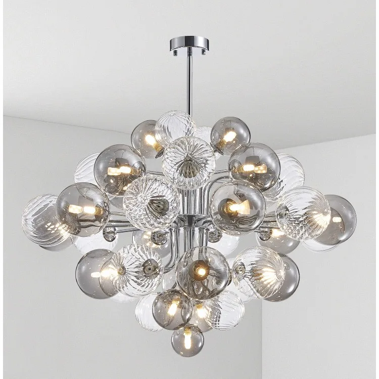 Living Room Chandelier Light Luxury Art High-end Dining Room Bedroom Light Modern Simple Grape String Glass Creativity