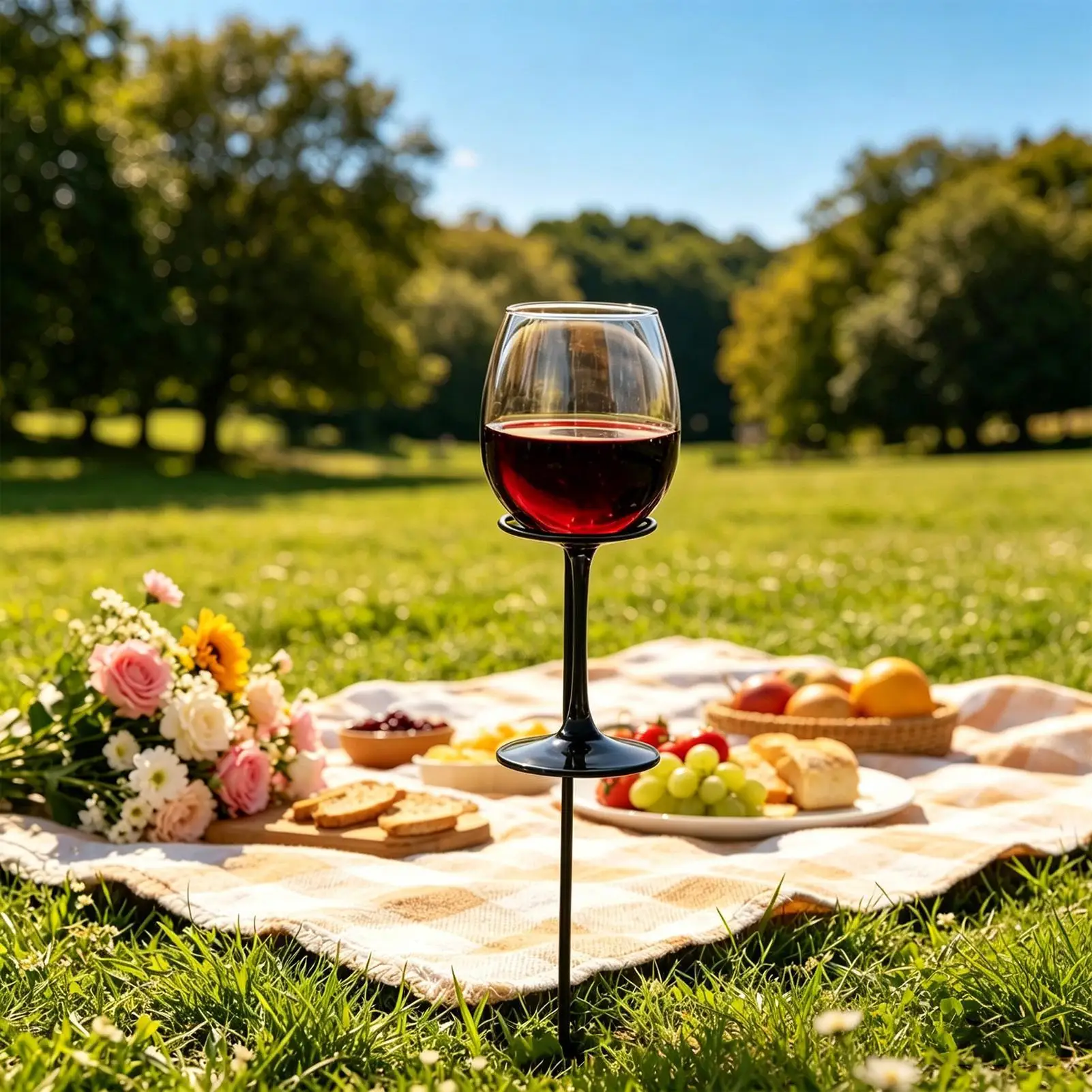 Yard Wine Glass Holder Stakes Garden Drink Stake Cocktail Glass Holder For Campers Entertainers Backyard Beach Camping Picnic