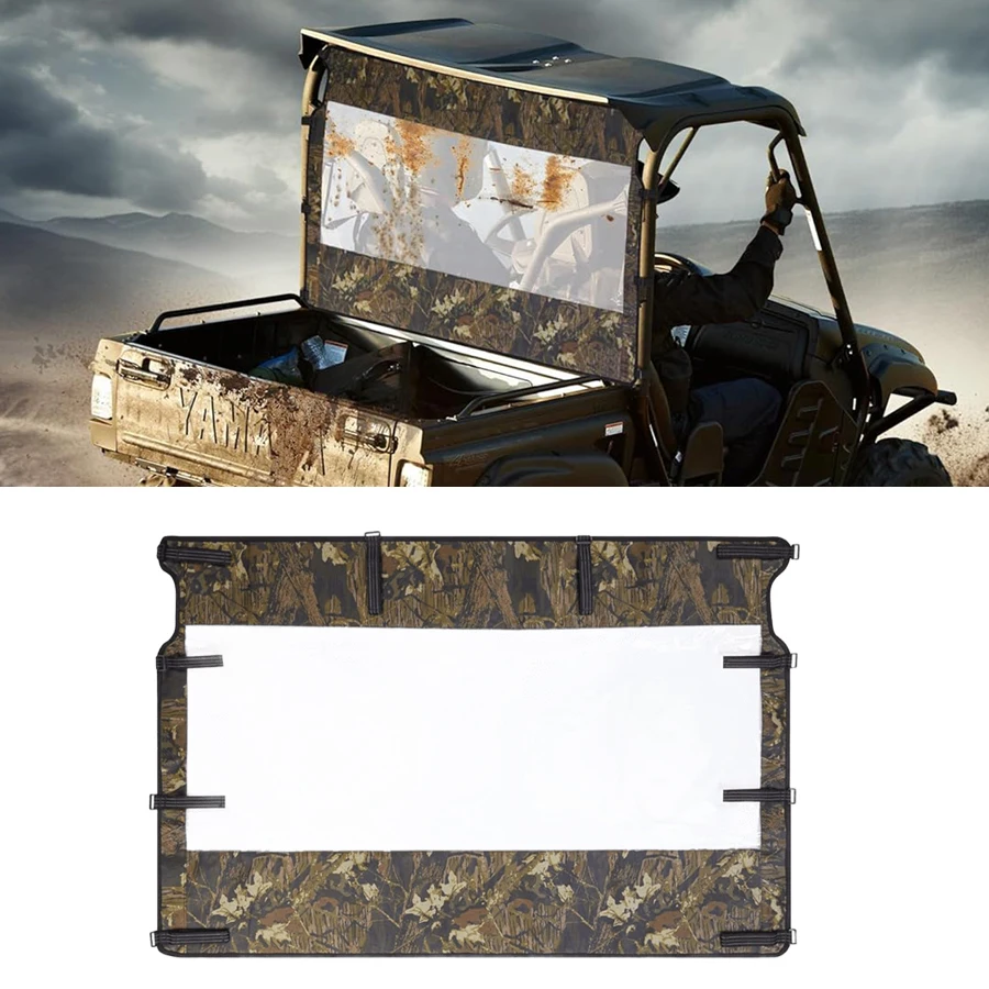 

Soft Rear Windshield for Yamaha Rhino & UTVs , Dustproof Design, 600D Fabric with Ultra-Clear PVC Window