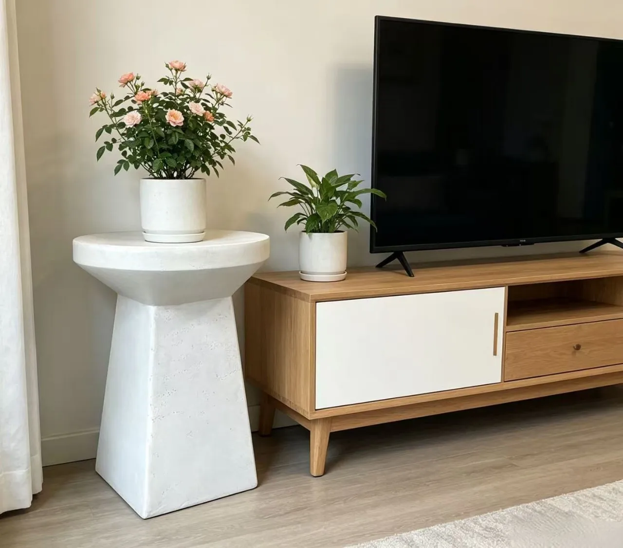 Modern imitation travertine sofa side few B & B living room simple creative coffee table cafe milk