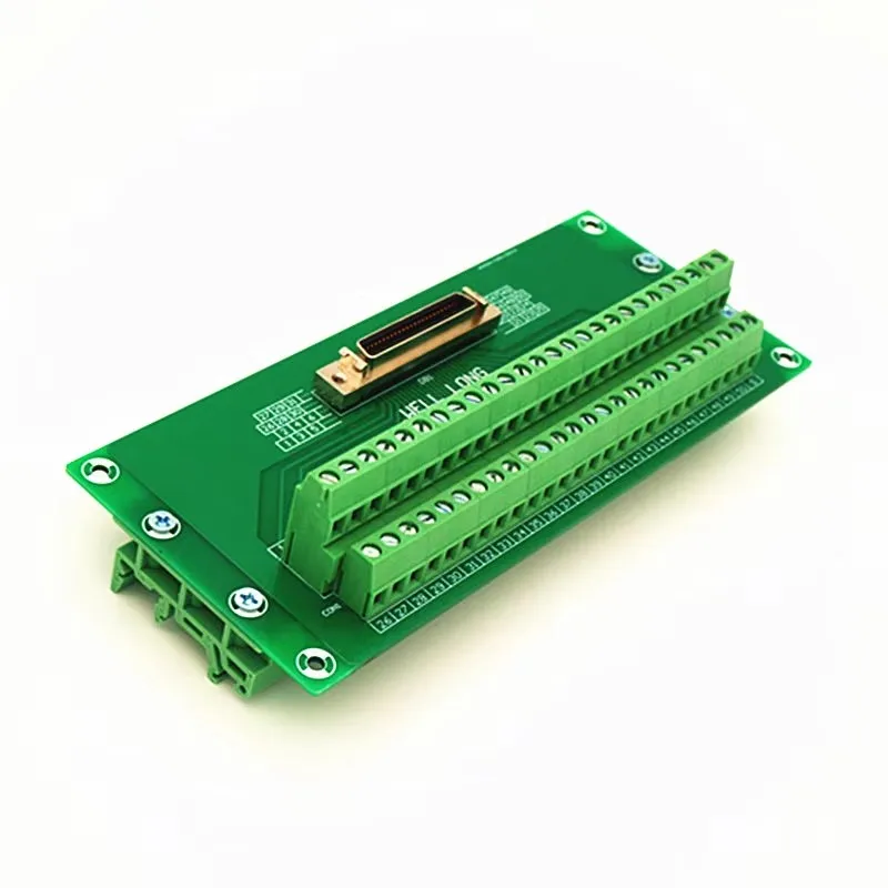 SCSI 50P MDR Female Breakout Board, SCSI Terminal Module,​Simple DIN Bracket.