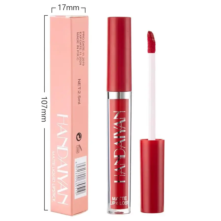 Lápiz labial líquido mate, brillo de labios suave y sedoso, resistente al agua, lápiz labial suave de larga duración, crema para labios, cosméticos, pluma de maquillaje