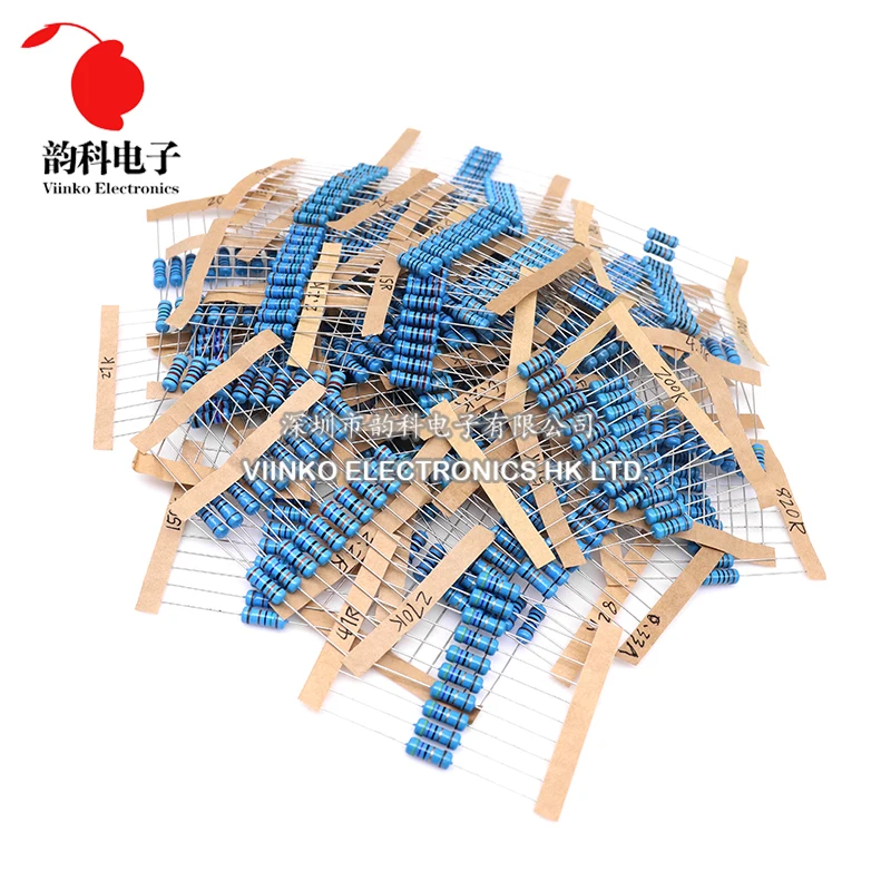 Imagem -06 - Metal Film Resistor Kit Resistência Grupo Sortimento Pack 0.33r2.2m Ohm 122valuesx10 Pcs 1w 1220 Pcs