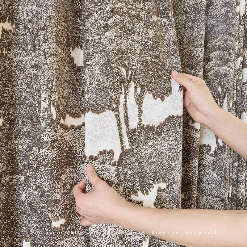 Modern Forest Adventure High-end Flower Cutting Technology High-precision French Style Curtains for Living Dining Room Bedroom