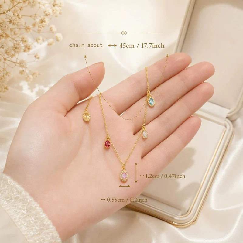 Retro Rainbow Flowing Light Necklace Exquisite Versatile Tassel Collarbone Chain Colorful Zircon Necklaces for Women KOFSAC