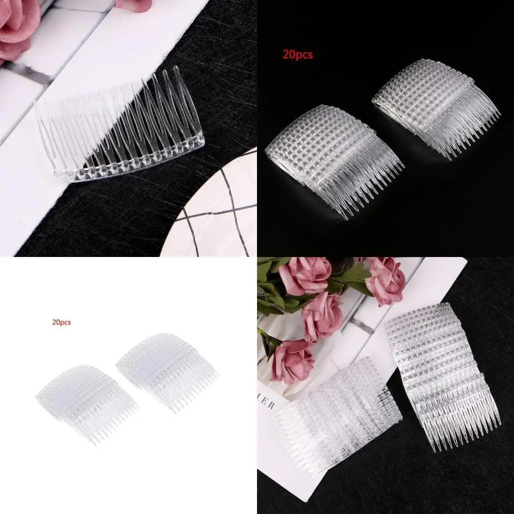 

R1WE 20 pc Clear Plastic Hair Clips Side Combs Pin Barrettes 70X40mm for Ladies Craft