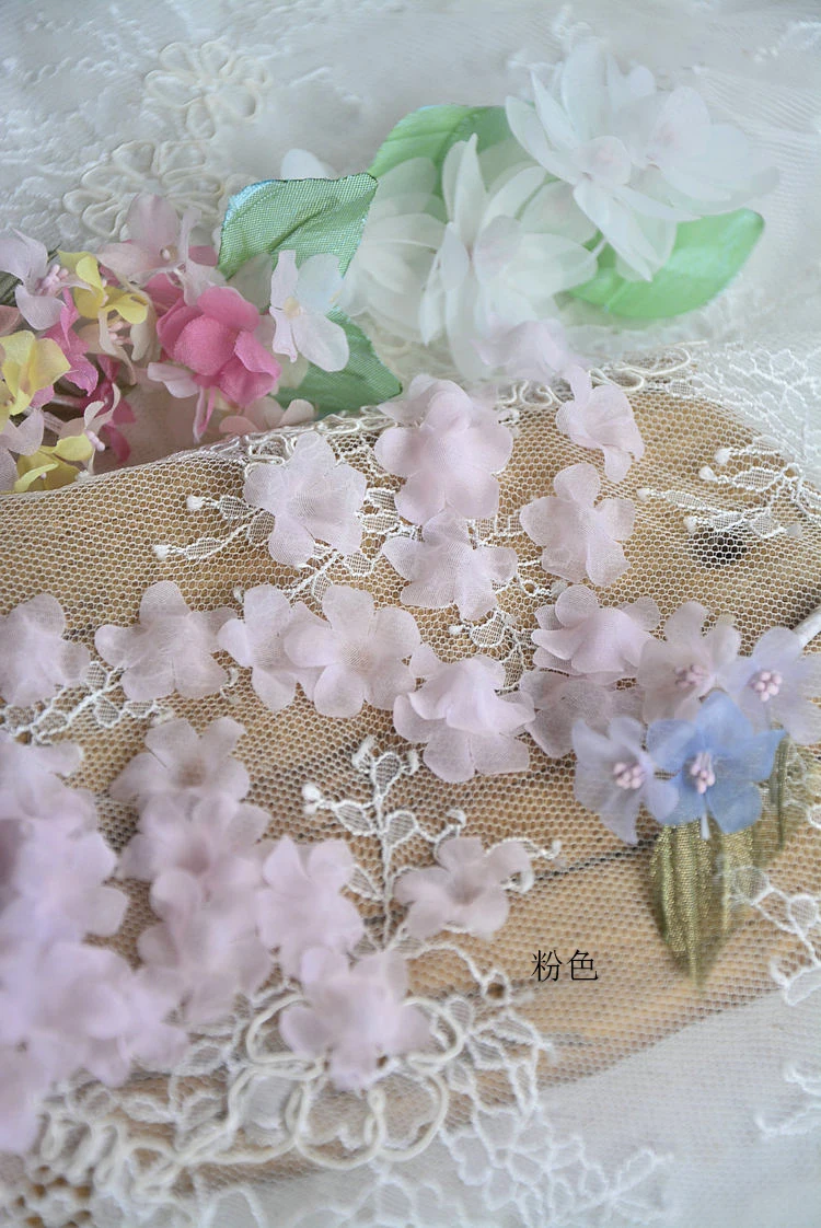 100 Stück Mehrfarbige DIY Handgemachte 3D-Organza-Blumen für Hochzeitskleider, Schleier, Mini-Blumen, Babykleidung, Bastelmaterialien 2,2 cm RS4853 – Detail 21