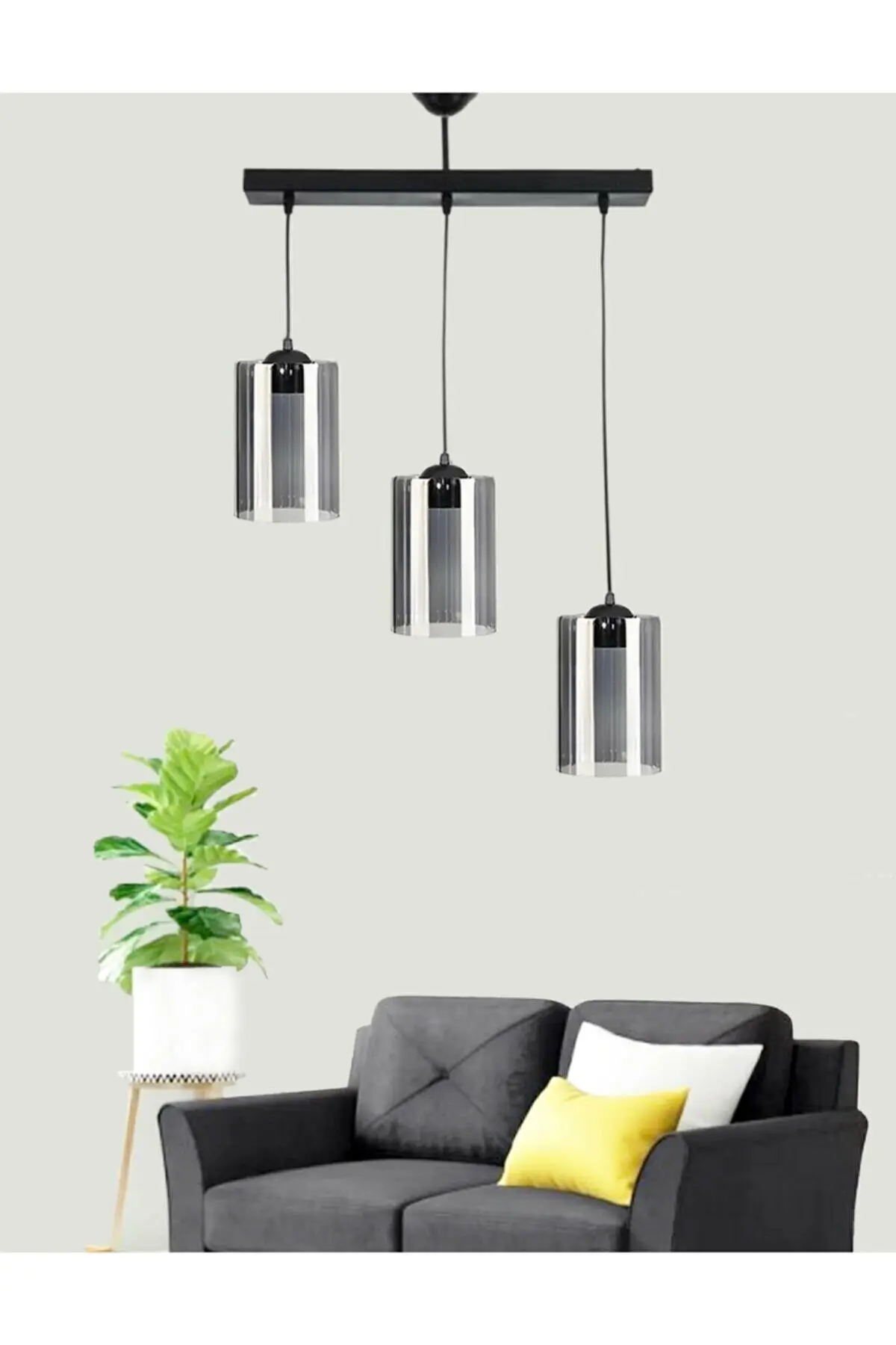 

Modern Sport Model Triple Smoked Genuine Glass Pendant Lamp Chandelier