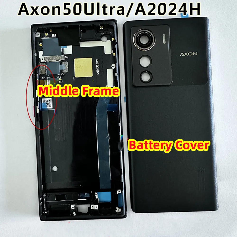 Original For ZTE Axon 50 Ultra / A2024H 5G Battery Back Cover Glass Rear Door Case Housing Middle Frame Bezel Plate Replacement