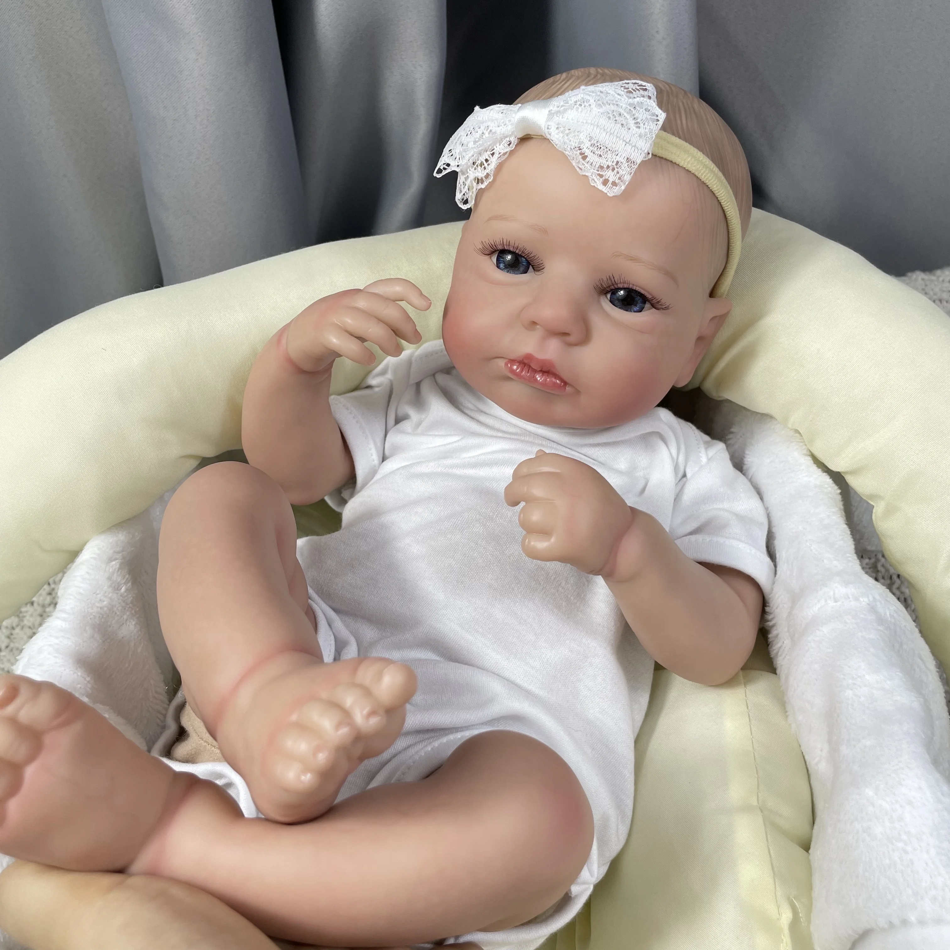 50CM Already Painted Finished Reborn Baby Doll LouLou Awake Newborn Baby Size 3D Skin Visible Veins Collectible Art Doll