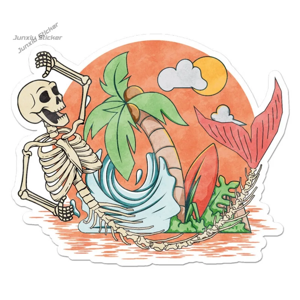 

Surfing Mermaid Skeleton Vinyl Car Sticker Indoor Funny Motorcycle Waterproof Vinyl Decal Weatherproof Decoration Accessories