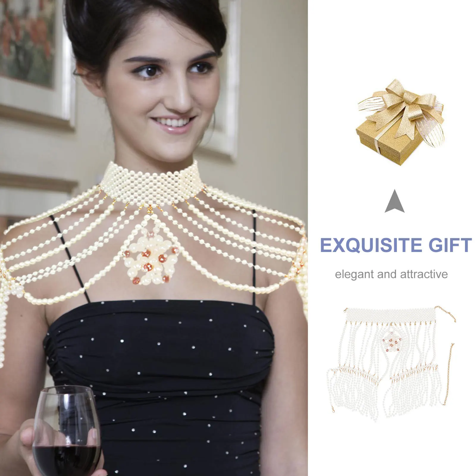 

1Pcs Fashion Woven Body Chain Delicate Multi-Layer Chain Shoulder Necklace for Evening Prom Party Summer Bikini