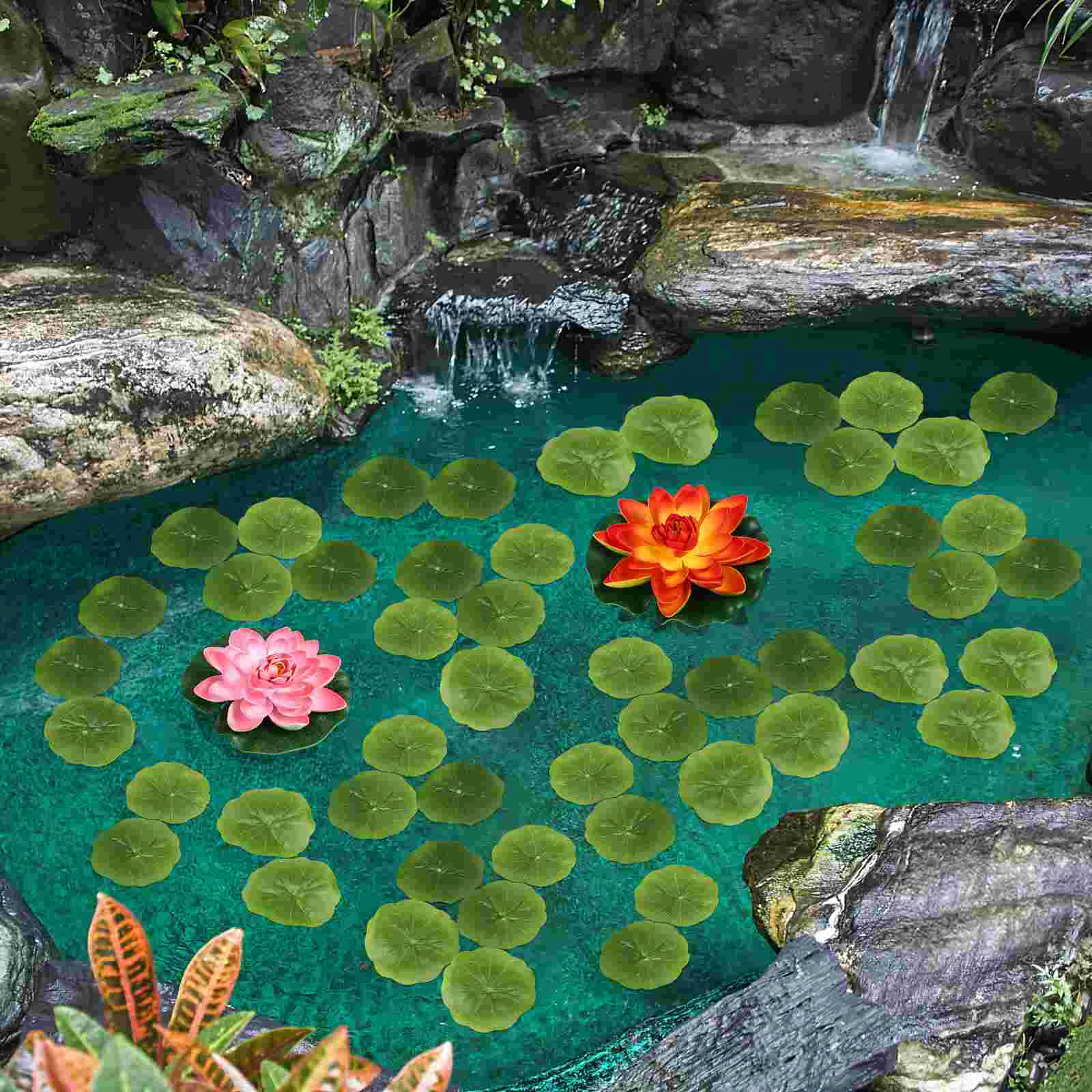 30 Pcs Aquarium Faux Outdoor Plants Artificial Lily Pads Pool Lotus Leaves Ornaments Fish Tank