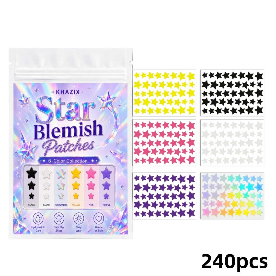 240 Patchs Étoiles Hydrocolloïdes pour le Visage, Absorbants, à l'Arbre à Thé, Patchs Anti-Acné Hydrocolloïdes, Étoiles Mignonnes