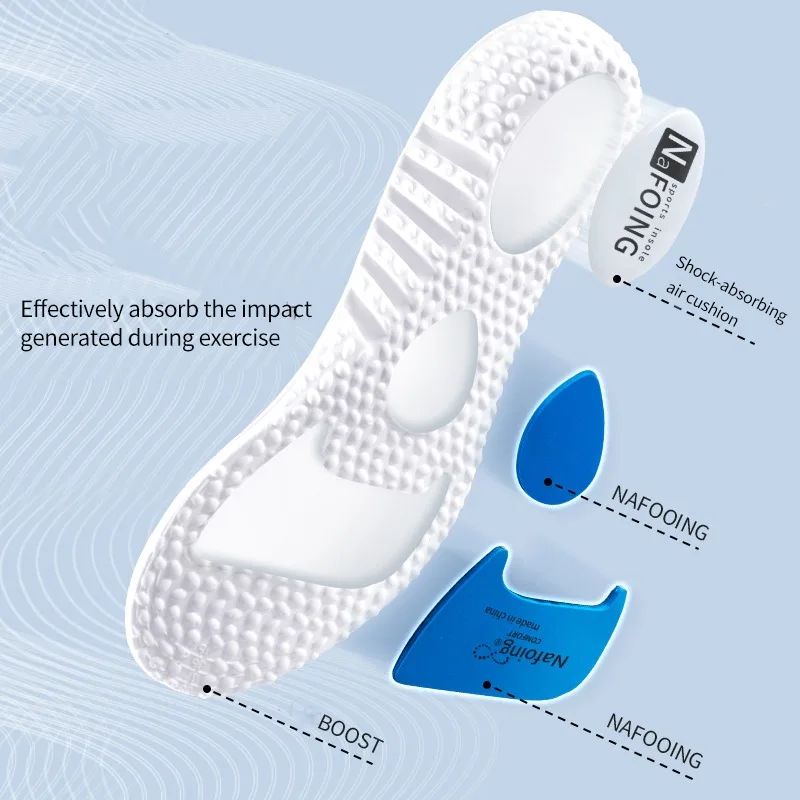 EVA Silicone Memory Foam Insoles for Men Women Shock Absorption Deodorant Breathable Cushions Running Feet Orthopedic Shoes Pads