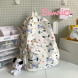 Sanrio Pochacco Printed Backpack Cartoon Zipper Shoulders Bag Large Capacity Student Schoolbag Waterproof Cute Y2k Girl Gifts