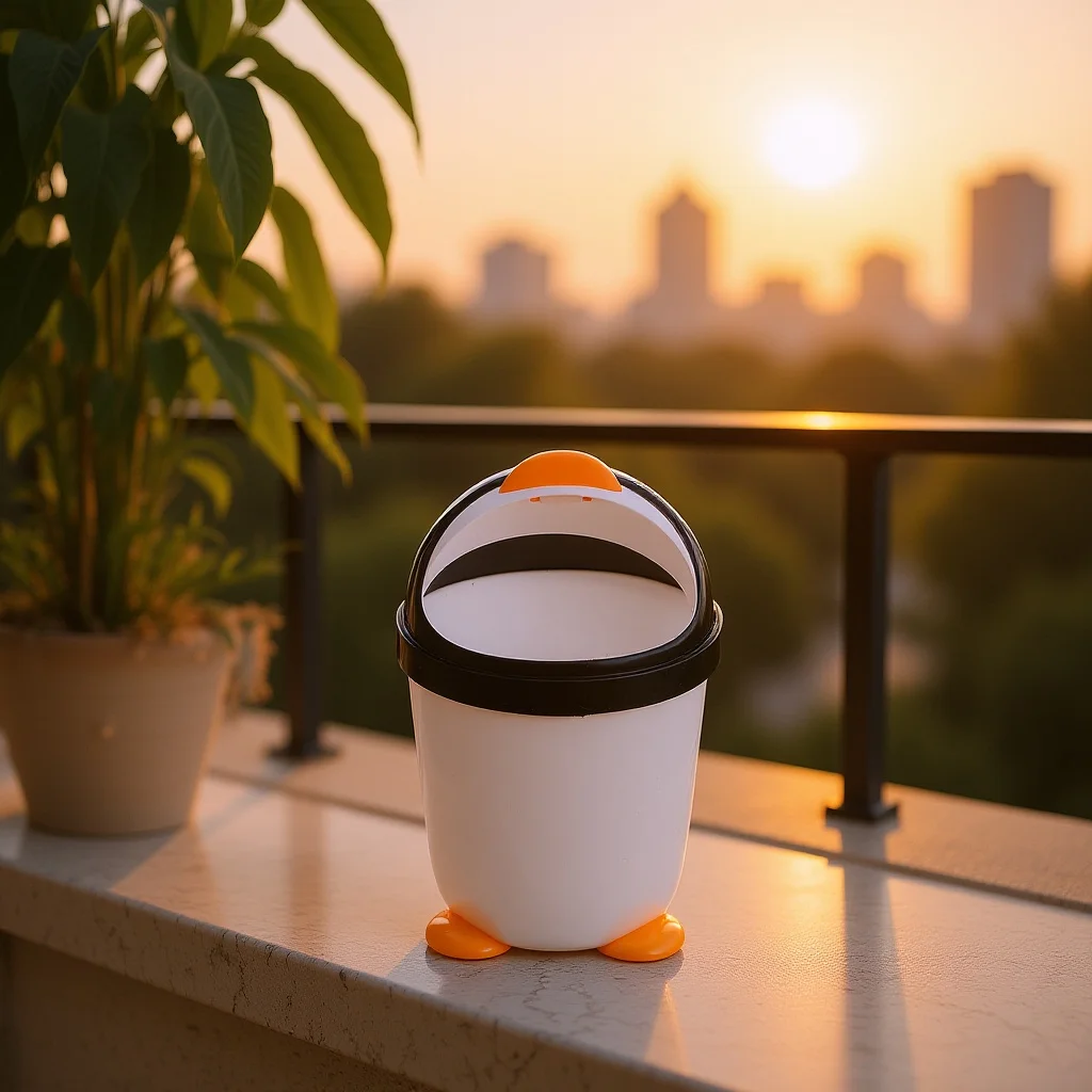 

Penguin Trash Can Large Capacity Design For Bedroom Office Car Kitchen Bathroom Room Plastic Waste Bin Organizer