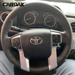 Full Black Leather Car Steering Wheel Cover for Toyota 4Runner Land Cruiser Prado Tacoma Tundra Sequoia 2009-2022