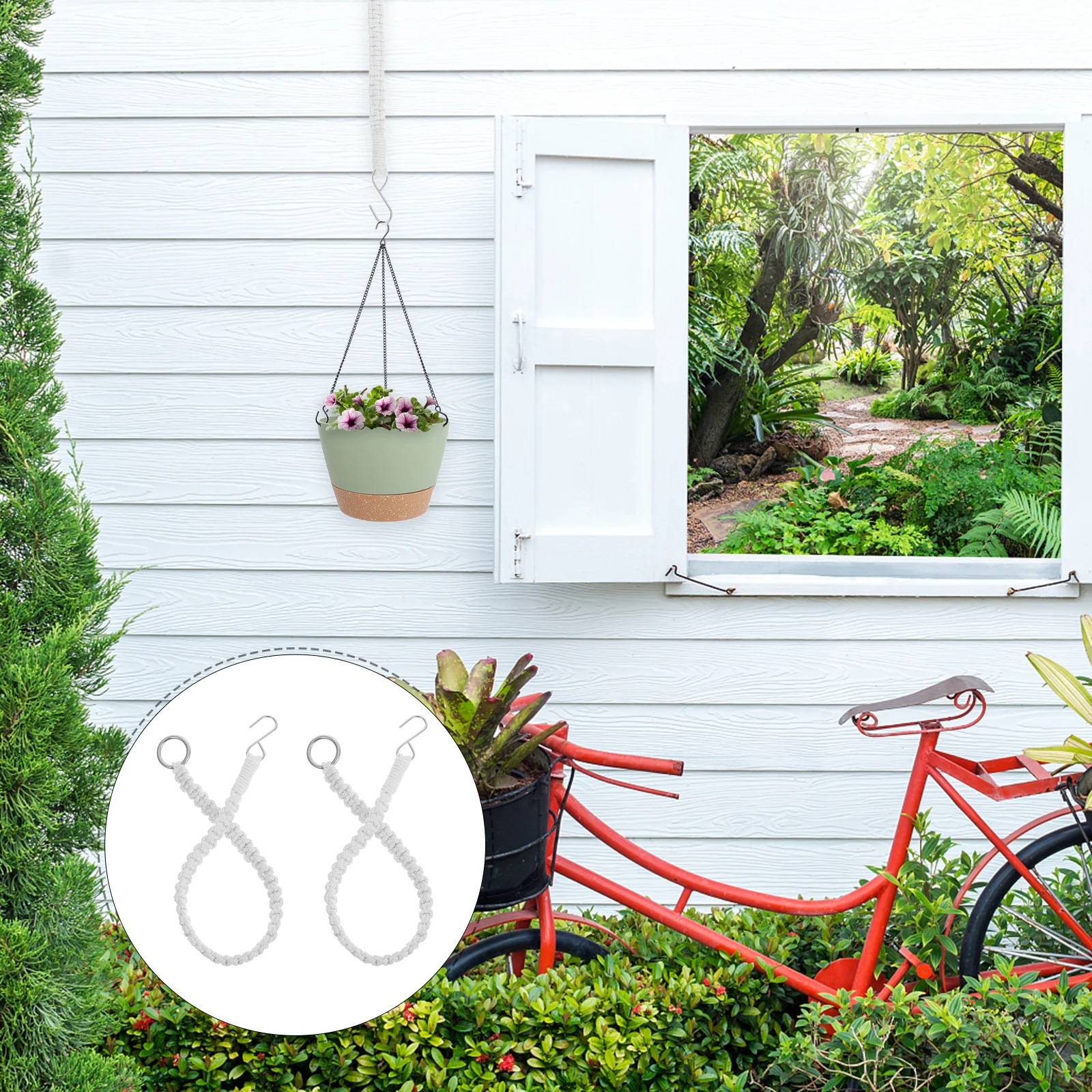 

2pcs Plant Pot Hanging Rope Extenders Adjustable Cotton Rope For Indoor Outdoor Flower Pots Macrame Basket Hanger Garden Decor