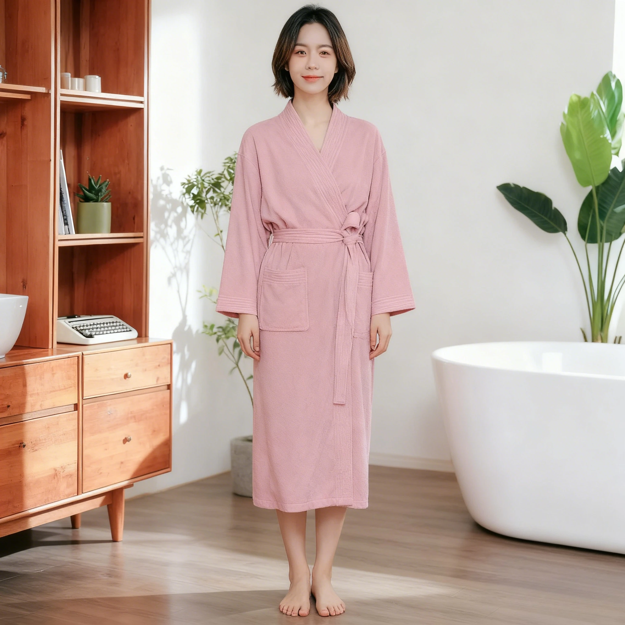 

Women's Robe Terry Cloth Soft and Skin - Friendly Absorbent and Quick - Drying Sauna Bathrobe Four - Season Universal Homewear