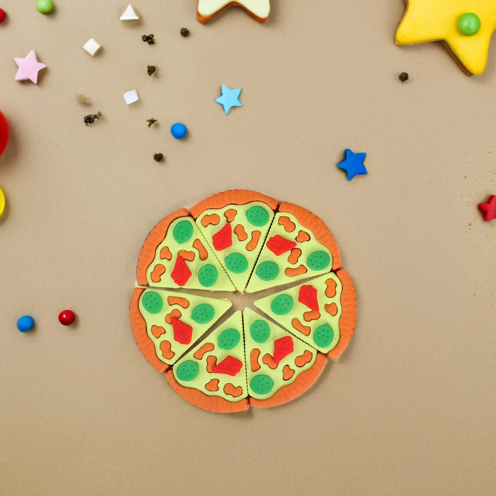 

30Pcs Cartoon Pizza Slice Erasers Tpr Material Fun Mini Erasers for Students Classroom Prizes School Supplies Rewards