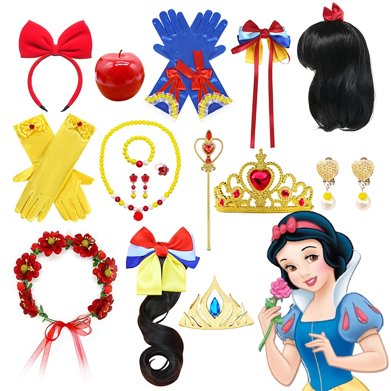 

Girls Disney Princess Snow White Dress up Accessories Party Favors Gifts Set Including Crown Scepter Wand Necklace Bow Headband