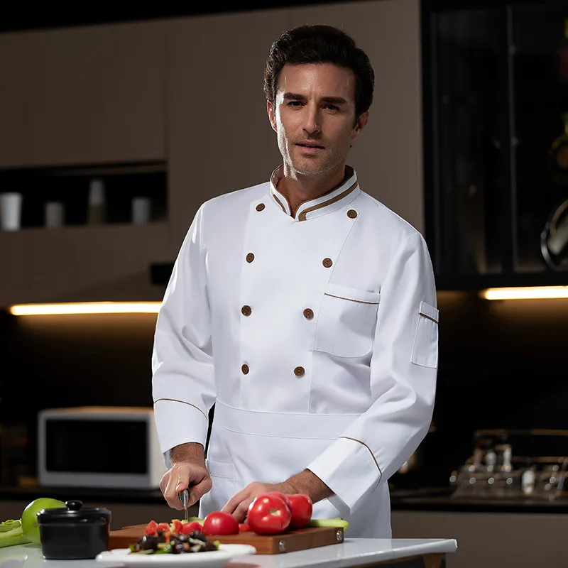 زي طاهٍ للمطاعم الغربية للخريف والشتاء، ملابس تقديم الطعام في الفنادق، مقصف الخباز، متجر الكيك، ملابس العمل بأكمام طويلة