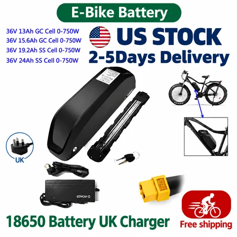 EBike Battery Polly 36V  Electric Bicycle 18650 21700 Electric Lithium Battery Pack for 1000W 750W 500W 250W Ebike Motor